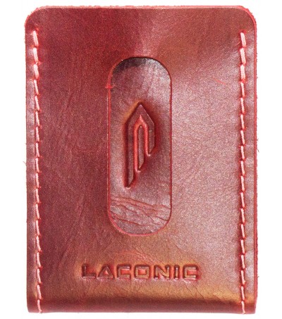 Мини кожаный картхолдер LACONIC FLAT - Темно-красный -