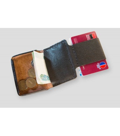 Laconic Mini Black tinny leather wallet for cash, cards and coins